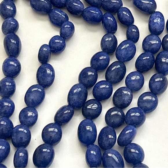 Stunning Triple Strand Blue Sapphire Bead Necklace - Picture 3 of 10